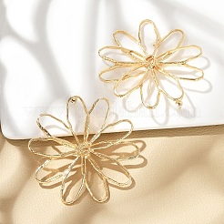 合金スタンドピアス  花  ゴールドカラー  68.5x66.5mm&nbsp;LS-EJEW-D300-02G-02