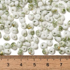 焼付塗装ガラスシードビーズ  丸い穴  ティアドロップ  オリーブドラブ  5~5.5x4~5x3~3.5mm  穴：1.2mm  約55個/10g&nbsp;X1-SEED-F006-01A-05