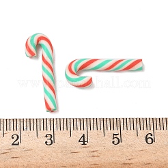 クリスマスキャンディケーンの手作りポリマークレイビーズ  穴なし/ドリルなし  カラフル  23~25x8~8.5x3mm&nbsp;CLAY-P005-03B-05