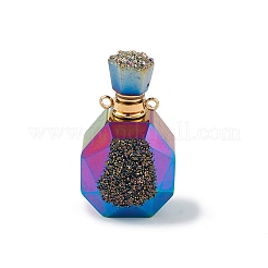Electroplated Natural Druzy Agate Openable Perfume Bottle Pendants&nbsp;G-L524-10G-01