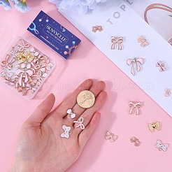 40個10スタイルアロイペンダント  エナメル  蝶結び  ピンク  8.5~26.5x12~26x1~5mm  穴：1.4~3mm  4個/スタイル&nbsp;ENAM-SC0004-97