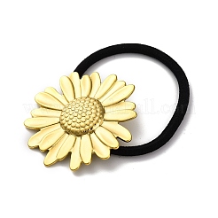 イオンプレーティング(IP) 304 ステンレススチール ヘアタイ  ナイロンコード付き  ヒマワリ  ゴールドカラー  内径：45mm&nbsp;OHAR-G017-01G
