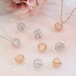 中空ランタン鉄線ビーズケージペンダント  ミックスカラー  21x19.5mm  穴：5.5mm  2色  20個/カラー  40pc&nbsp;IFIN-SC0001-15