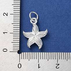 スターリングシルバーのヒトデペンダント925個  海の動物チャーム  丸カン付き  ヒトデ  17x12x3.5mm  穴：3.7mm&nbsp;LS-STER-E071-02S-01
