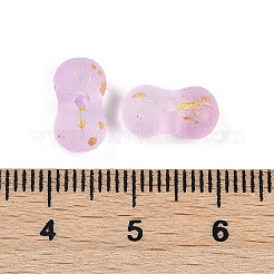 グラデーションカラー透明アクリルビーズ  金色の箔付き  ピーナッツ  スミレ  5.5x11.5x6.5mm  穴：1.8mm  約：40個/ 10 G&nbsp;X1-OACR-M023-02H