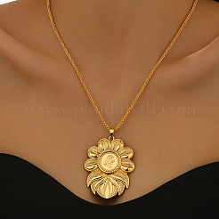 Elegant Brass Rose Flower Pendant Necklaces for Women&nbsp;LF6456