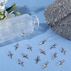 304ステンレススチールペンダント100個。スターチャーム  ステンレス鋼色  24.5x12x4mm  穴：1mm&nbsp;STAS-BBC0008-67