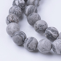 天然マップ石/ピカソ石/ピカソジャスパービーズ連売り  艶消し  ラウンド  10~10.5mm  穴：1.5mm  約38個/連  14.5~14.7インチ（37~37.5cm）&nbsp;G-G735-27F-10mm