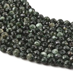 天然セラフィナイトビーズ連売り  多面カット  ラウンド  5mm  穴：0.9mm  約76~79個/連  15''~15.55''（38.1~39.5センチメートル）&nbsp;G-K376-A02-5mm
