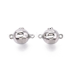 真鍮製ボックスクラスプ  槌目模様の丸い  1連  1穴  プラチナ  2mm  穴：15~15.5x10x9.5mm&nbsp;KK-Q074-10P