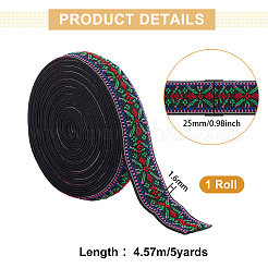 5 Yards Ethnic Style Embroidery Flat Polyester Elastic Cord/Band&nbsp;OCOR-BC0005-15B