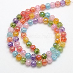 Electroplate AB Color Plated Synthetic Crackle Quartz Round Beads Strands&nbsp;G-L155-6mm-07