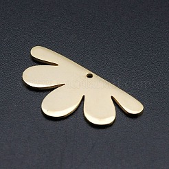 ステンレスペンダント201個  レーザー切断  花  ゴールドカラー  18x33x1mm  穴：1.6mm&nbsp;STAS-N090-LA153