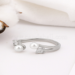 1Pc Brass Micro Pave Cubic Zirconia Cuff Rings&nbsp;RJEW-LP0002-86