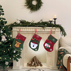 12Pcs 4 Styles Cloth Christmas Stocking Gift Bag Pendant Decoration&nbsp;FIND-SP0020-60A