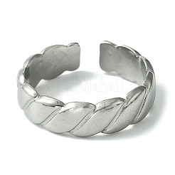 Non-Tarnish 304 Stainless Steel Grooved Open Cuff Ring&nbsp;RJEW-L110-027P