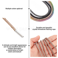 ラインストーン付きコットン  スニーカー用のキラキラ光る丸い靴ひも  桃パフ  1200x4mm&nbsp;DIY-WH0268-12C