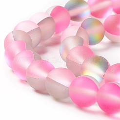 合成ムーンストーンビーズ連売り  艶消し  ラウンド  ショッキングピンク  8mm  穴：1mm  約43~47個/連  14.37''~15.08''（36.5~38.3センチメートル）&nbsp;G-E573-01B-11