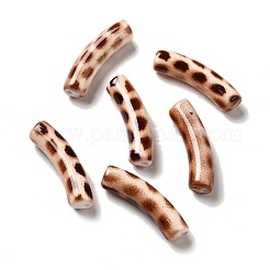 スプレーペイントされたヒョウ柄の不透明アクリルビーズ  チューブ  ペルー  31x8x9.5mm  穴：1.8mm&nbsp;X-OACR-L013-036