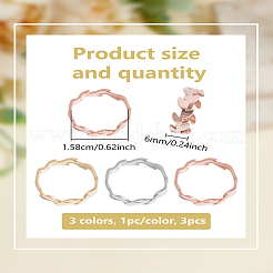 3Pcs 3 Colors Leaf 201 Stainless Steel Finger Rings&nbsp;RJEW-LP0005-22