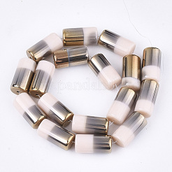 半電気メッキ不透明ガラスビーズ連売り  コラム  ミスティローズ  19.5~20x10mm  穴：1.4mm  約17個/連  13.38インチ&nbsp;X-EGLA-S177-02C