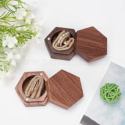 ブラックウォールナットの箱  フリップカバー  磁気バックル付き  六角  ココナッツブラウン  5.7x5x2.6cm&nbsp;CON-WH0076-35