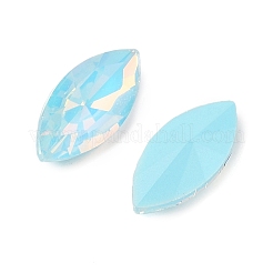 ガラスカボション  多面カット  馬の目  シアン  15x7x3.5mm  42個/セット&nbsp;GLAA-N0028-09F