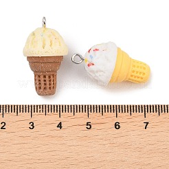 不透明樹脂ペンダント  模造食品  プラチナ鉄ループ付き  アイスクリーム  28x16x16mm  穴：2mm&nbsp;RESI-I355-01P-04