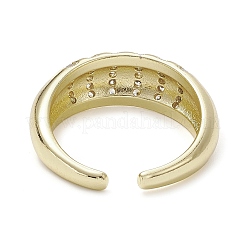 Rack Plating Brass Micro Pave Cubic Zirconia Open Cuff Rings&nbsp;RJEW-K257-15G