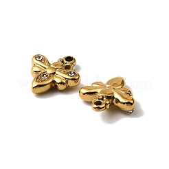 304ステンレススチールチャーム  ラインストーン付き  ゴールドカラー  ミツバチ  11x10x3mm  穴：1.2mm&nbsp;STAS-Z148-06G-01