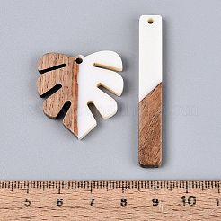 16Pcs 8 Styles Opaque Resin & Walnut Wood Pendants&nbsp;RESI-N053-25