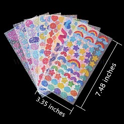 8シート8スタイル防水レーザープラスチック自己粘着ステッカー  ミックスカラー  1枚/スタイル&nbsp;DIY-SZ0002-60