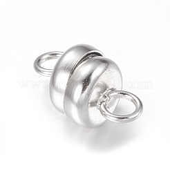 コラム真鍮製ループ付きマグネットクラスプ  鉛フリー＆ニッケルフリー＆カドミウムフリー  プラチナ  11x6mm  穴：2mm&nbsp;KK-M064-P-NR