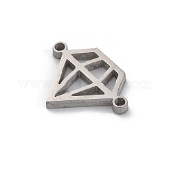 304ステンレススチールコネクターチャーム  レーザー切断  ダイヤモンド  ステンレス鋼色  11.5x15.5x1.5mm  穴：1.2mm&nbsp;STAS-Z114-03P-03