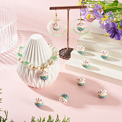 9Pcs Handmade Printed Porcelain Beads&nbsp;PORC-TADJ0001-01I