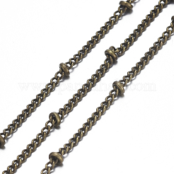 真鍮のツイストカーブチェーン  サテライトチェーン  ロンデルビーズと  ハンダ付け  アンティークブロンズ  2x1.5x0.3mm&nbsp;X-CHC-R014-AB