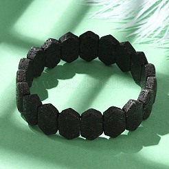 Rhombus Frosted Natural Lava Rock Bead Stretch Bracelets for Women Men&nbsp;BJEW-C097-03A