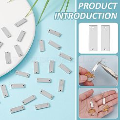 カーボンスチールコネクタチャーム24個  空白タグのスタンプ  長方形  ステンレス鋼色  18x6x1.5mm  穴：1mm&nbsp;FIND-BC0013-03