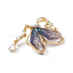 Resin Butterfly Brooch Pin with Crystal Rhinestone&nbsp;JEWB-P016-05KCG-01