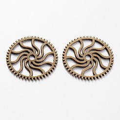 Steampunk Theme Tibetan Style Alloy Gear Cog Pendants&nbsp;TIBEB-19598-AB-NR
