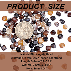 ARRICRAF Natural Black Agate Bead Strands&nbsp;G-AR0003-40