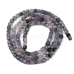 天然のアイオライトビーズ連売り  多面カット  キューブ  3~3.5x3~3.5x3mm  穴：0.7mm  約124~129個/連  15~15.0''（38.1~38.3センチメートル）&nbsp;LS-G-RM2025-C33-B
