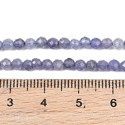 天然のタンザナイトビーズ連売り  多面カット  ラウンド  グレードA  3~3.5mm  穴：0.4mm  約119個/連  14.96''（38センチメートル）&nbsp;G-S361-3mm-008