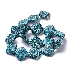 合成ターコイズビーズ連売り  染め＆加熱  菱形  22~23x22~23x6~7mm  穴：1mm  約17個/連  14.96インチ（38cm）&nbsp;G-C180-08