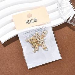 SHEGRACE Brass Micro Pave Clear Cubic Zirconia Pendants&nbsp;XGRQ29628-394G-F