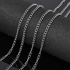 変色しない304ステンレススチールカーブチェーン  ハンダ付け  ステンレス鋼色  4x3x0.6mm&nbsp;X-CHS-R005-100m-01