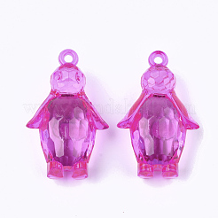 透明なアクリルパーツ  多面カット  ペンギン  ミックスカラー  48x29x16mm  穴：3mm&nbsp;X-TACR-S133-006