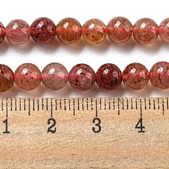 天然石ストロベリークォーツビーズ連売り  ラウンド  6mm  穴：1mm  約65個/連  15.55''（39.5センチメートル）&nbsp;G-M443-A01-01