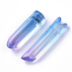 ツートンガラスビーズ  トップドリルビーズ  弾丸  青紫色  25~40x7~8x6~7mm  穴：0.9mm&nbsp;LS-GLAA-S167-13D