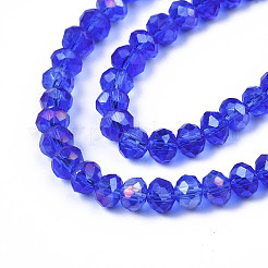電気メッキガラスビーズセット  ABカラーメッキ  多面カット  ロンデル  ブルー  8x6mm  穴：1mm  約60~62個/連  39~40cm&nbsp;EGLA-A034-T8mm-B27